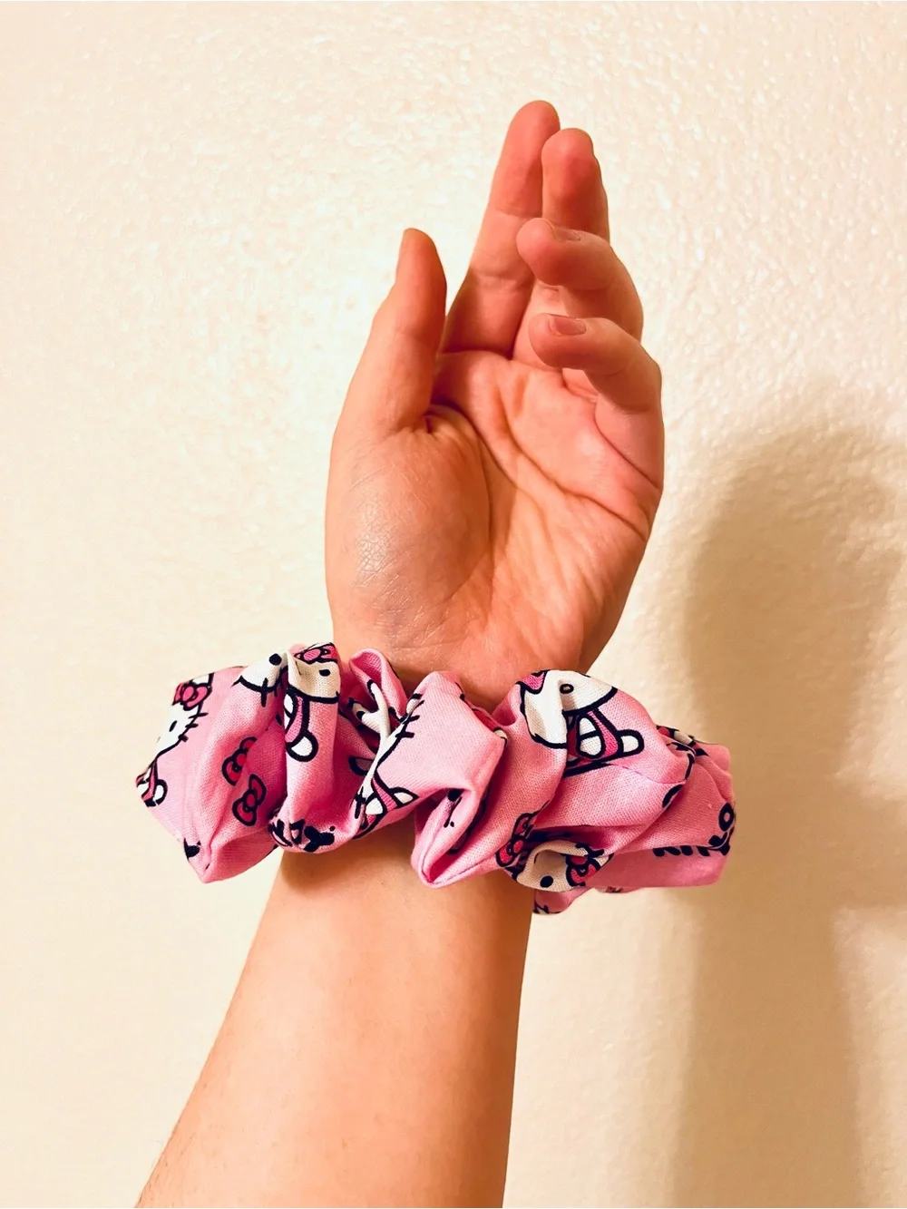 Handmade Hello Kitty Pink, Hot Pink & Gray Scrunchie Set